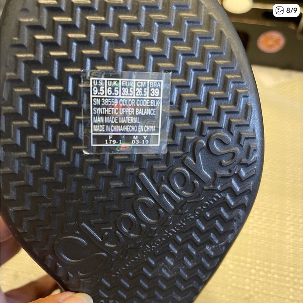Skechers Black Rhinestone Memory Foam Thong Sandals - Picture 6 of 9